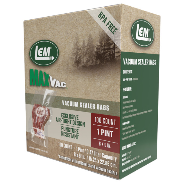 MaxVac® Pint Vacuum Bags - 6" x 10" Packaging