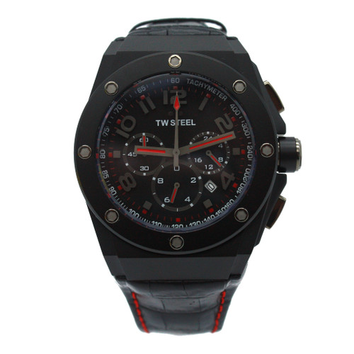 TW Steel CE4008 CEO Tech 44MM Men's Chronograph Black Leather Watch