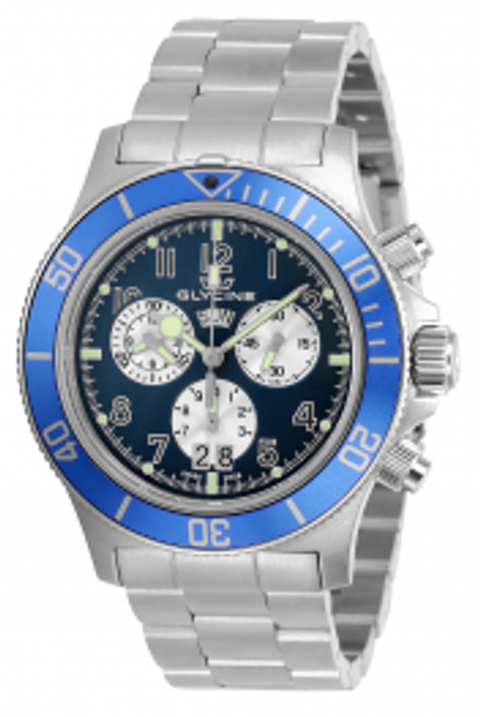 Glycine GL1004 Men's Combat Sub Quartz 42mm Chronograph Blue Dial Watch