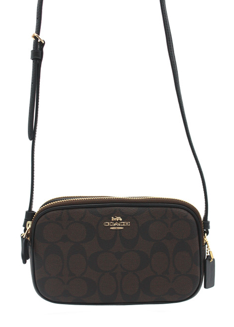 CROSSBODY POUCH IN SIGNATURE CANVAS (COACH F77996) BROWN/BLACK/GOLD