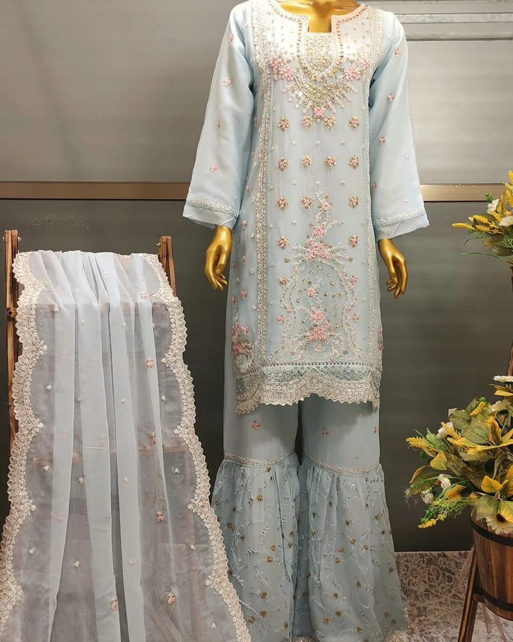 Agha Noor Chiffon 3pc Party Wear Gharara