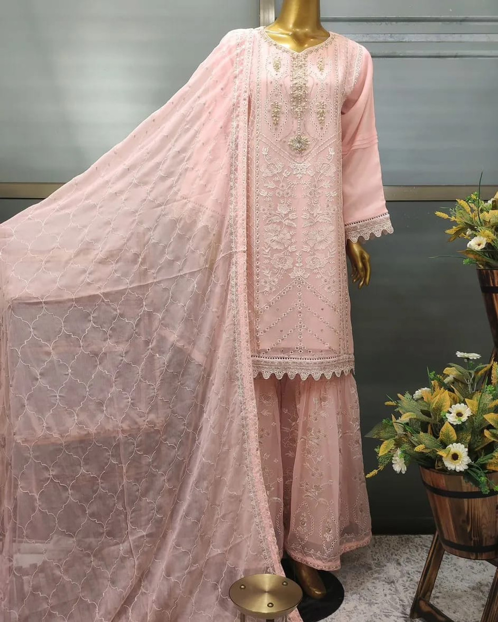 Agha Noor Chiffon 3pc Party Wear Gharara