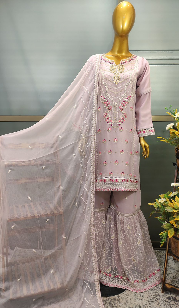 Agha Noor Chiffon 3pc Party Wear Gharara