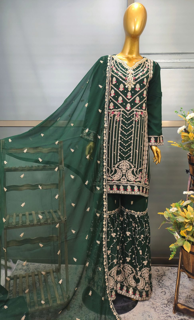 Agha Noor Chiffon 3pc Party Wear Gharara