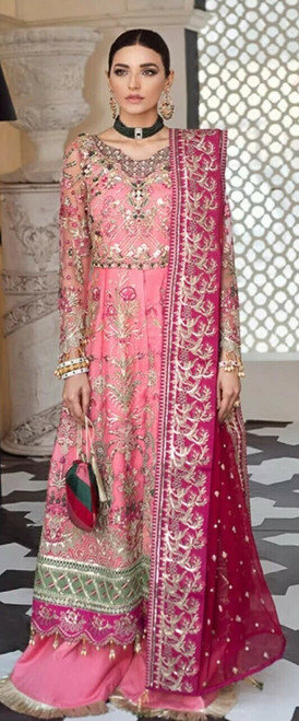 Pink Chiffon Party Wear 3pc Medium 41" Shalwar kameez  Skp995-2