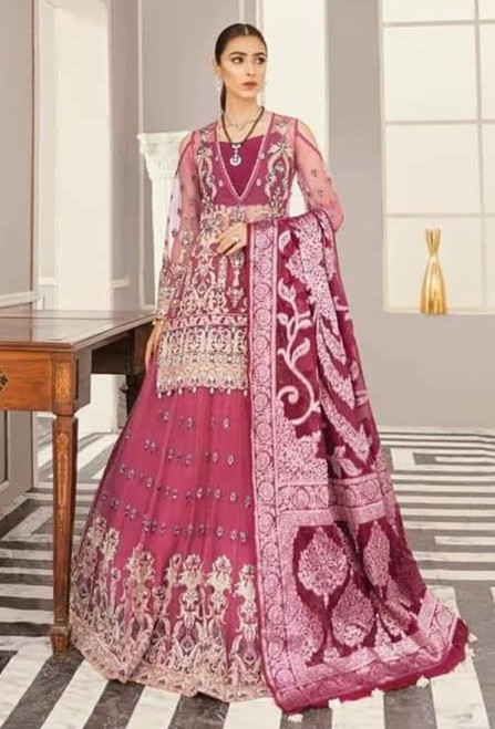 Pink Formal Wear V-neck 3pc 2XLarge 49" Sharara Gharara Skp1603-2