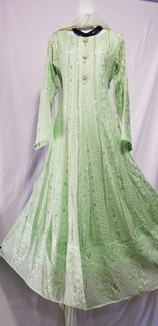 Pista Green Kamdani Chicken Kari 3pc Gown Large 45"  CKG624-2