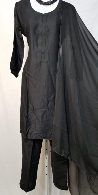 Black Party Wear Cotton   3pc Suit  Medium 40"  Skp250
