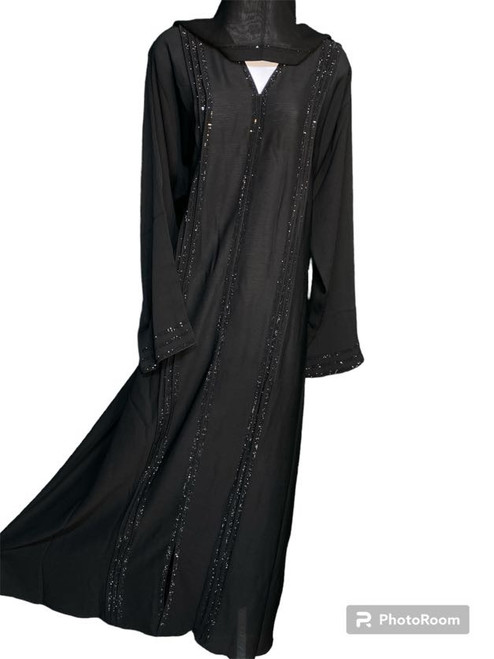 Fancy One size Fits All Turkish Abaya With Stones Work