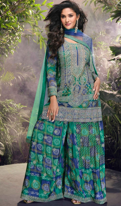Fancy Wedding Wear Chiffon Sharara Suit CARSA1
