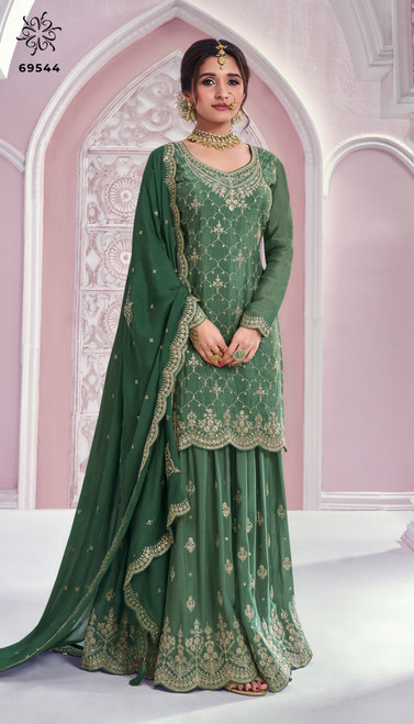 Fancy Formal 3pc Chiffon 39" MEDIUM Sharara RANG52