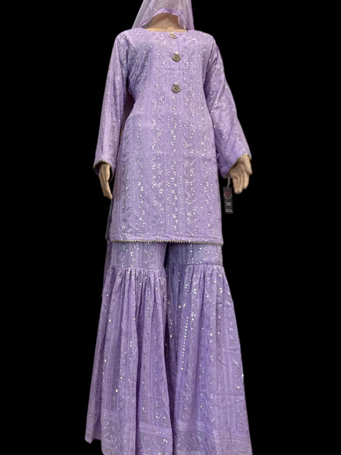 Lavender Pure Chiffon Chikankari Sharara Lav01 Lavender Pure Chiffon Chikankari Sharara Lav01