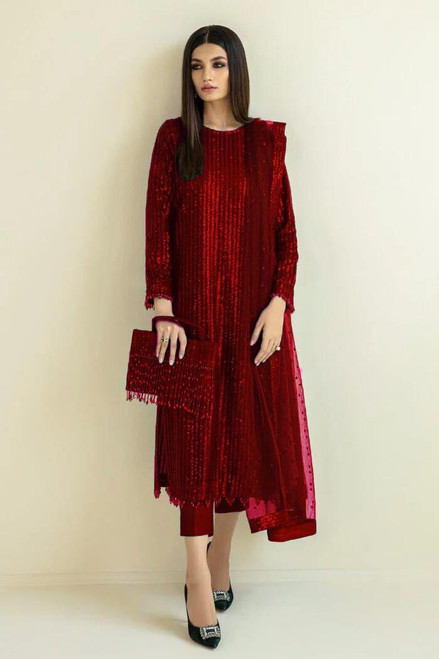 Red Plus size Pure Chiffon 3pc Suit PLUS16 Red Plus size Pure Chiffon 3pc Suit PLUS16