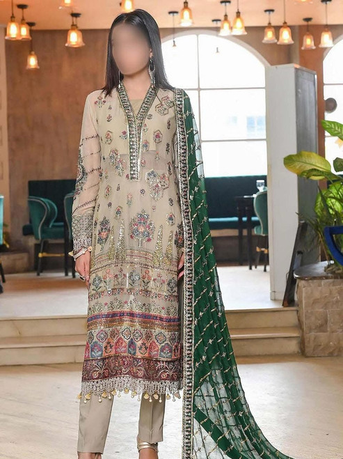 Baroque design Chiffon Plus size 3pc Suit KSS-060