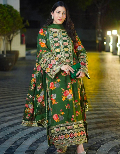 Kareen Kapoor design Silk Plus size 3pc Suit SILK