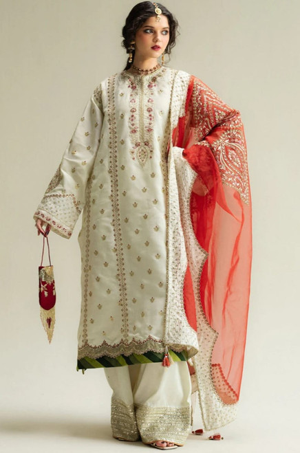 Zara Shahjahan design Chiffon Plus size 3pc Suit 1842