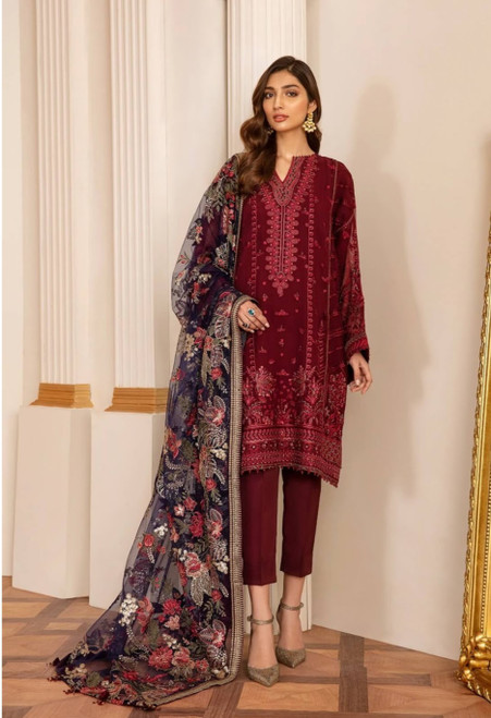 Baroque design Chiffon Plus Size 3pc 3XLarge Suit 925