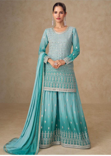 Shivani design 2tone Chiffon 3pc Suit 7669