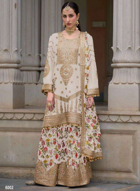 Sadaf Design Chiffon Silk 3pc Suit 6002