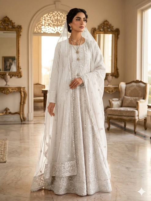 Elegant Chiffon Chikankari 9MM  3pc Gown 9MMCHI-5