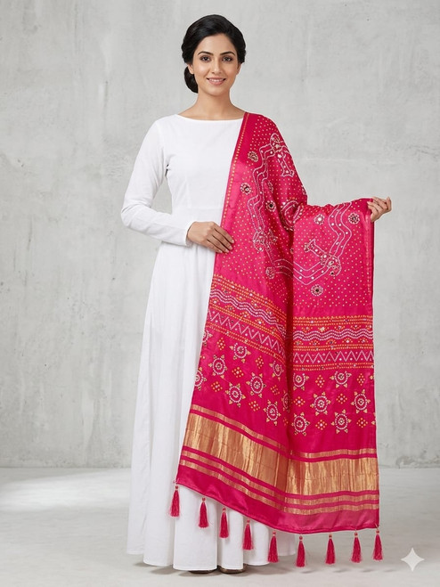 Pure Gaji Silk Bandhani Dupatta Dup1