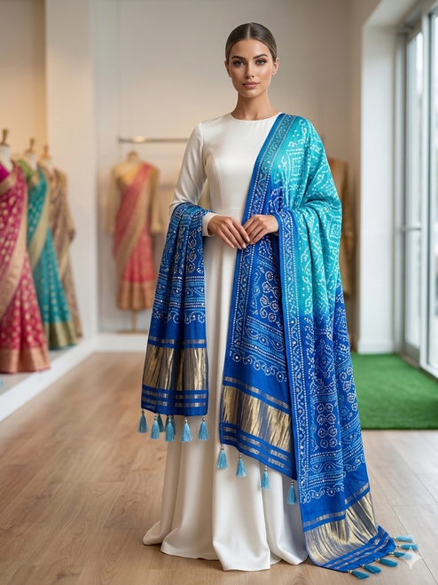 Pure Gaji Silk Bandhani Dupatta Dup10