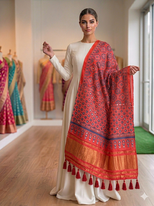 Pure Gaji Silk Ajrak Dupatta AjDup3