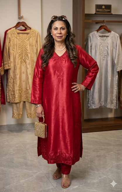 Latest Fashion Pakistani Trendy Sheesha Silk Kaftan SHEE80