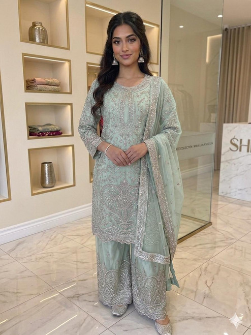 Luxury Embroidered 3pc Gharara NGha3