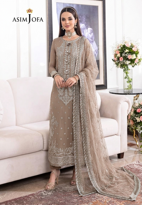 Asim Jofa design Chiffon 4XLarge size 3pc Suit 1696