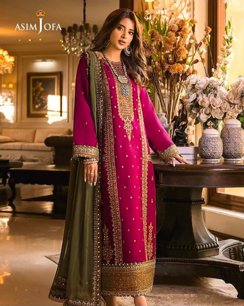 Asim Jofa design Chiffon 3pc Suit KSS-150