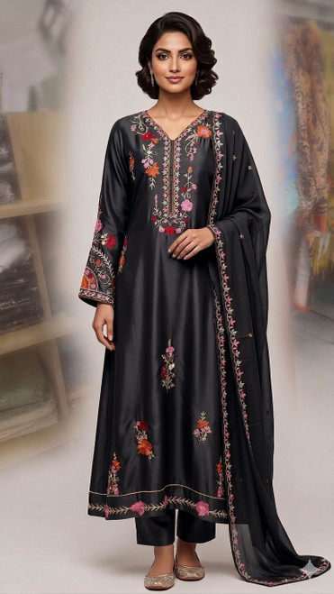 Sheesha Silk 3pc Embroidered Kaftan SNK2