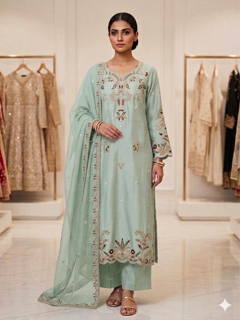 Sheesha Silk 3pc Embroidered Kaftan SSK2