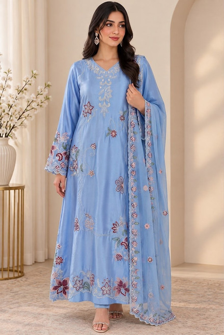 Sheesha Silk 3pc Embroidered Kaftan SK1