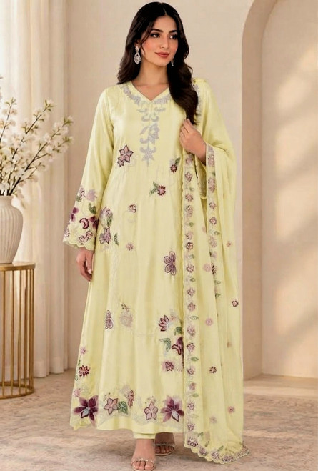 Sheesha Silk 3pc Embroidered Kaftan SK2