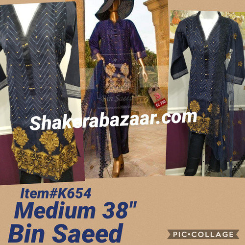 Formal Chiffon Embroidered 3pc Medium  38" Shalwar kameez  SkF135