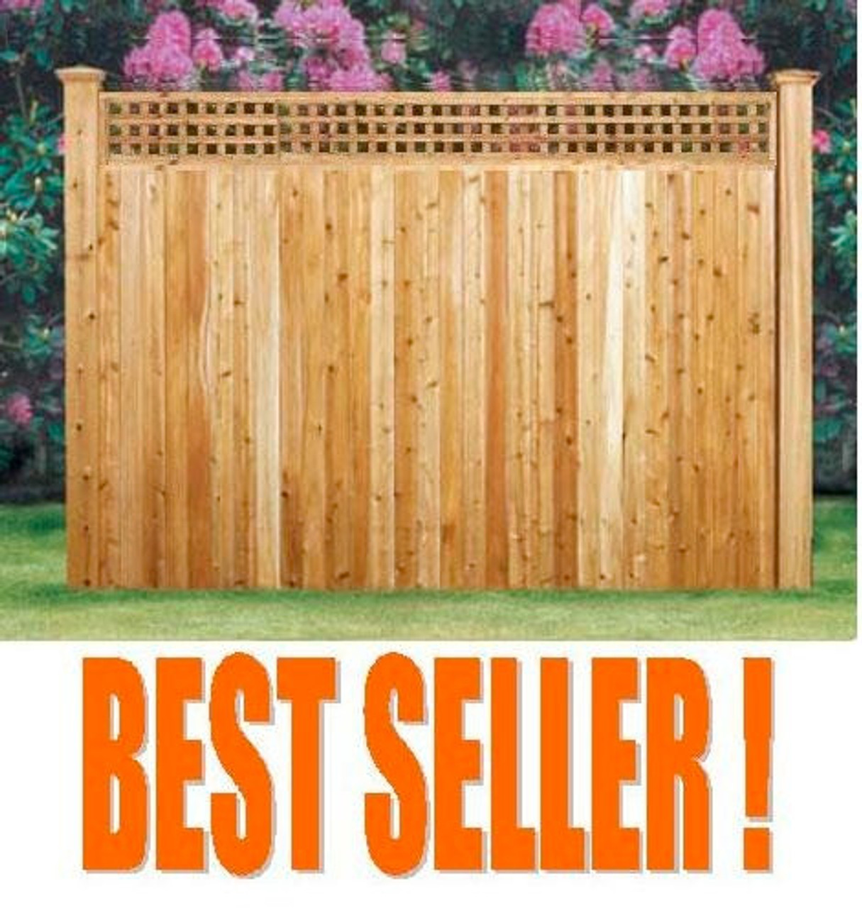 MADISON Good Neighbor Cedar Fence Lattice Top -6ft H x 8ft Wide