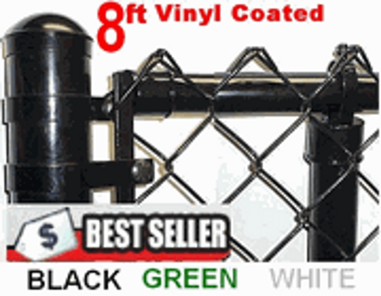 8ft tall Black & Green Coated Standard or Commercial Fence Kit! includes Top Rail  1-3/8 or 1-5/8", Mesh (2" x 9 ga), Price is per foot. Enter total footage in QTY.