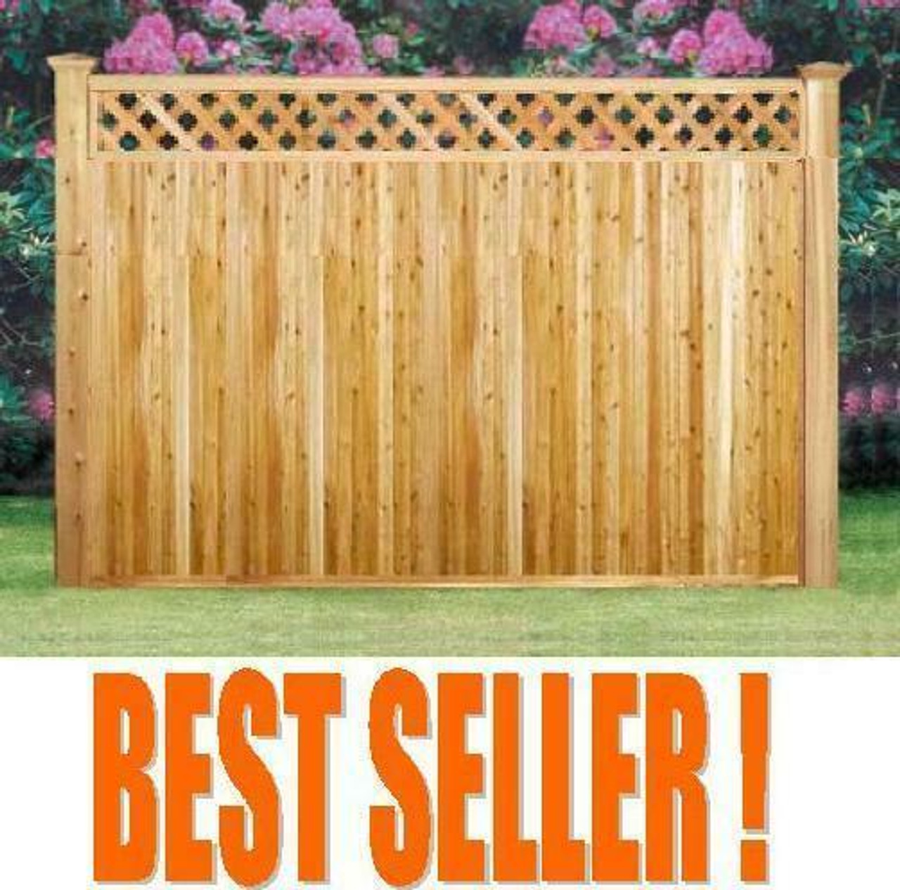 NEW CANAAN Good Neighbor Cedar Fence Lattice Top -6ft H x 8ft Wide Attached Diagonal Lattice Topper . Pre-Built , same finish on both sides