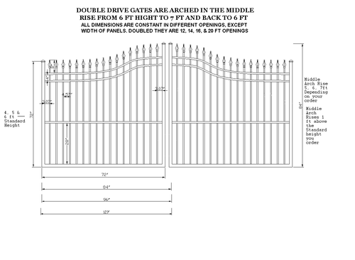 Palace ALUMINUM Estate Arch Drive Gates - Double Black