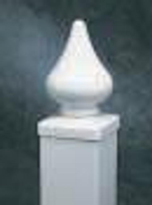 Vinyl Post Cap - Tear Drop 5" White