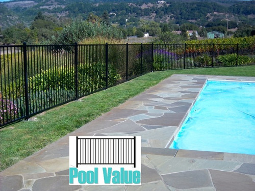 Steel Picket Fence Wrought Iron Style - 2 Rail,  4, 4.5, 5 & 6ft High x 8ft long  Flat top & bottom-PFF 3000 unassembled kits,  Posts not included Steel Picket Fence Wrought Iron Style - 2 Rail,  4, 4.5, 5 & 6ft High x 8ft long  Flat top & bottom-PFF 3000 unassembled kits,  Posts not included