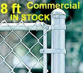 8ft tall Galvanized Commercial Fence Kit, Plain or Barb Top. Includes:  Top Rail (1-5/8"), Mesh (2" x 9 gauge).  Line, Corner, End, Gate Posts and gates not included. Price below is per ft