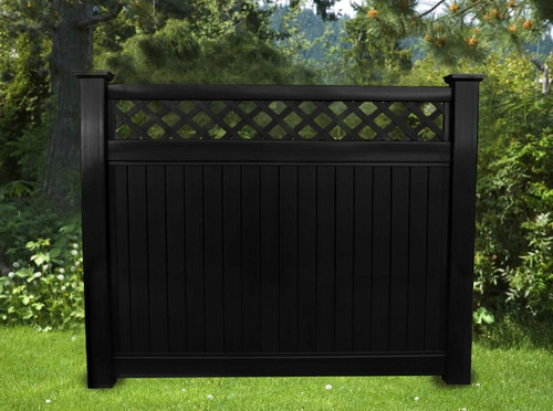 BLACK VINYL PRIVACY LATTICE TOP FENCE 6 FT X 6 FT Posts not included. BLACK VINYL PRIVACY LATTICE TOP FENCE 6 FT X 6 FT Posts not included.