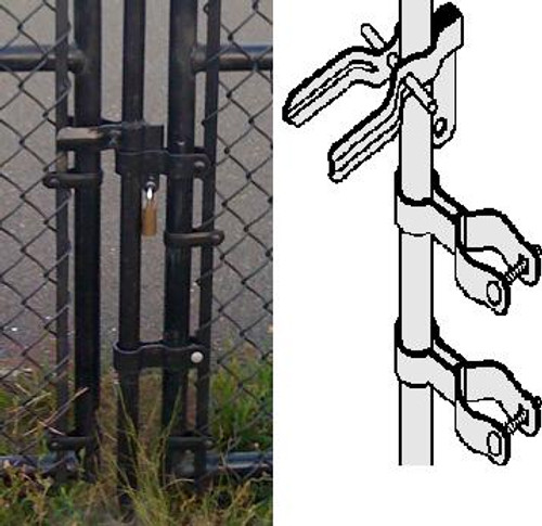 Double Gate LATCH , Heavy Duty, Center Drop Latch Assembly 1-5/8" and 2" Frame size, Pressed Steel