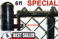 6 Ft tall Black & Green Coated, Standard or Commercial,  Fence Kit, 2"x 9 Ga. Mesh, 1-3/8" Top Rail  Hvy .065 Ga, all Hardware parts, put total feet in Qty, Price is $/ ft.  