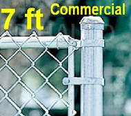 7 ft tall Galvanized Commercial Fence Kit, Plain or Barb Wire Top. Includes: Top Rail (1-5/8"), Mesh (2" x 9 gauge).  Price is per foot. Enter total feet in Qty