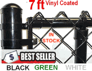 7 ft tall Black & Green Coated Standard or Commercial Fence Kit! Top Rail (1-3/8") or (1-5/8"),  Mesh (2" x 9 gauge), Price is per foot. ENTER TOTAL FEET IN QTY.