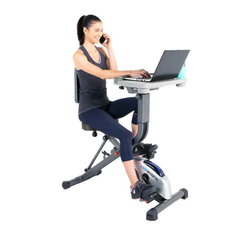 Exerpeutic EXERWORK 2000i Bluetooth Folding Exercise Desk Bike with 24 Workout Programs and Free App