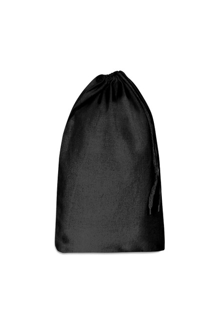 Natural cotton black drawstring bag - M
